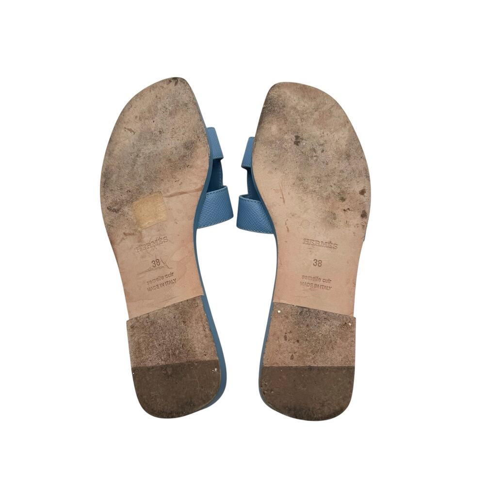 Hermes Blue Oran Slide Sandals - Picture 10 of 12